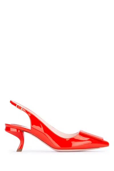 ROGER VIVIER WOMEN ORANGE SLINGBACK HEELS, 3.5 LUXURY PUMPS & HEELS FOR WOMEN DARVEYS