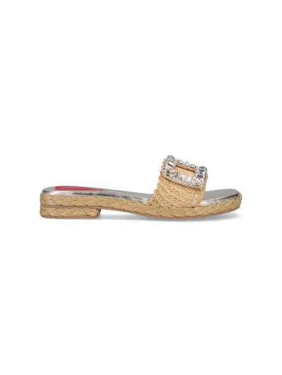 ROGER VIVIER "STRASS BUCKLE" SLIDE SANDALS
