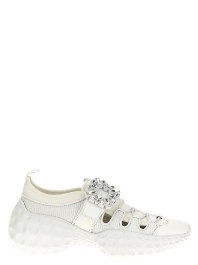 ROGER VIVIER WOMEN WHITE RUN LIGHT TREKKY SNEAKERS, 7.5 LUXURY SNEAKERS FOR WOMEN DARVEYS
