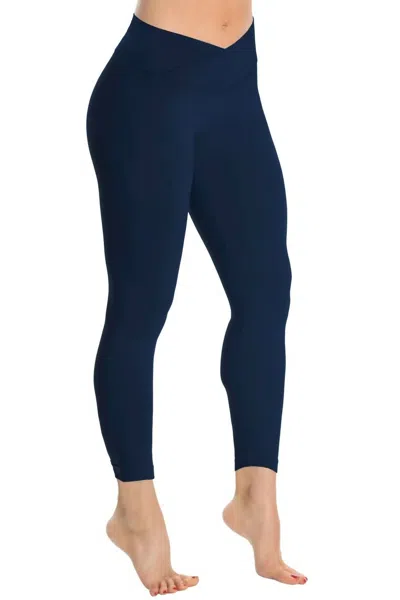 ROGIANI BUTTER V-WRAP HIGH WAIST 7/8 LEGGINGS IN NAVY
