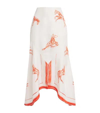 ROHE SILK BALLPOINT HORSE MIDI SKIRT