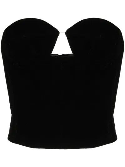 ROKH CUT-OUT VELVET-EFFECT BUSTIER