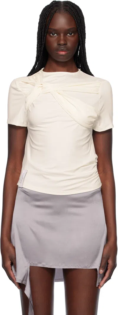 ROKH OFF-WHITE TWISTED KNOT HALF SLEEVE T-SHIRT