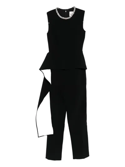 ROLAND MOURET EMBELLISHED PEPLUM JUMPSUIT