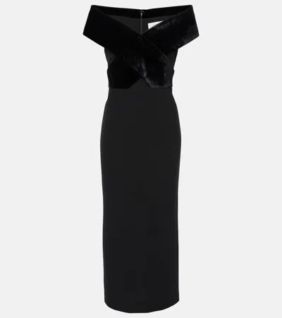 ROLAND MOURET OFF-SHOULDER VELVET GOWN