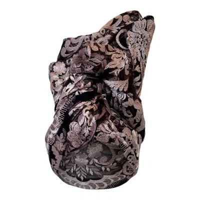 ROMER MILLINERY WOMEN'S BLACK / PINK TWISTURBAN TURBAN IN BLACK TULLE & PINK LACE