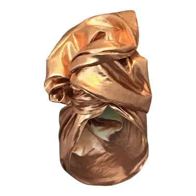 ROMER MILLINERY WOMEN'S ROSE GOLD TWISTURBAN TURBAN IN COPPER METALLIC LINEN