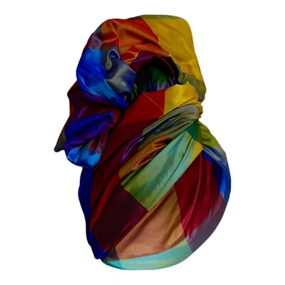 ROMER MILLINERY WOMEN'S TWISTURBAN TURBAN SILK TAFFETA BRIGHT COLOR BLOCK