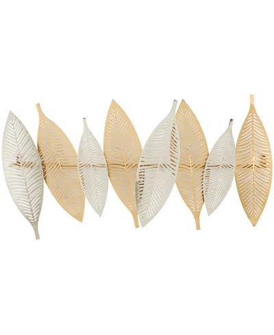 ROSEMARY LANE GOLD METAL LEAF METALLIC WALL DECOR WITH SILVER ACCENTS, 2" X 32" X 13"