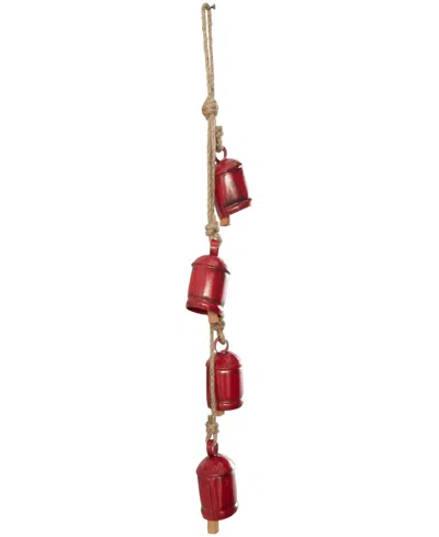 ROSEMARY LANE METAL TIBETAN INSPIRED DECORATIVE COW BELL WITH JUTE HANGING ROPE, 4" X 3" X 29"