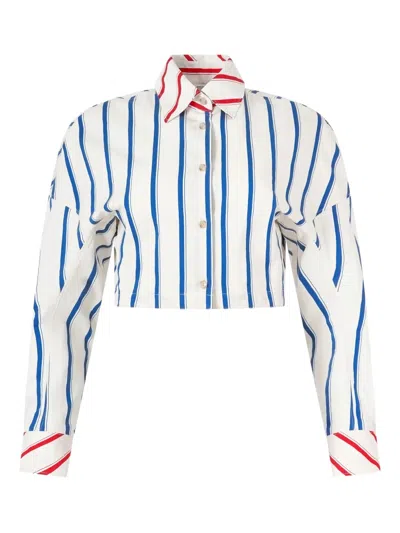 ROSIE ASSOULIN GUSSIED-UP STRIPED SHIRT