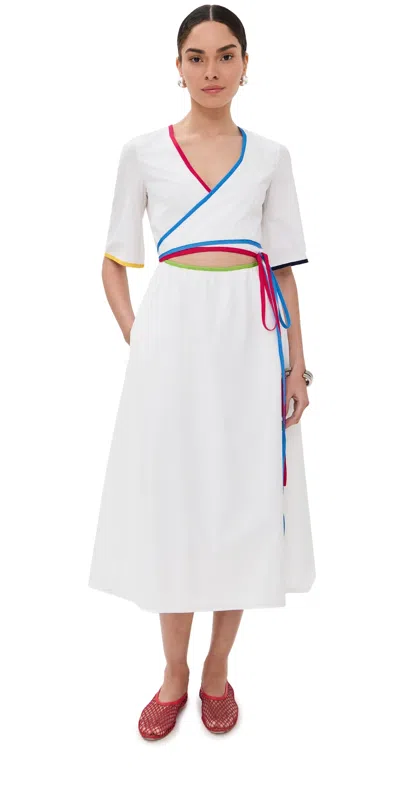 ROSIE ASSOULIN RIBBON WRAP DRESS WHITE