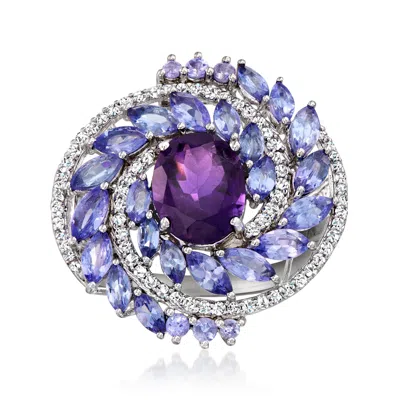 ROSS-SIMONS AMETHYST AND TANZANITE RING WITH . WHITE ZIRCONS IN STERLING SILVER