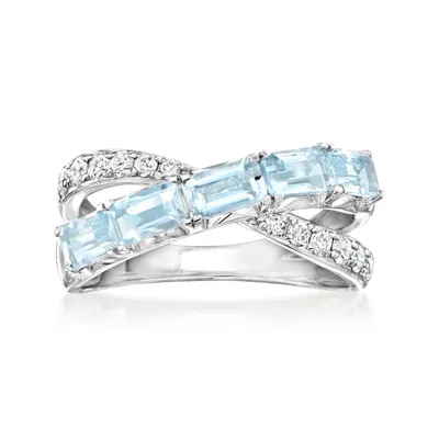 ROSS-SIMONS AQUAMARINE AND . LAB-GROWN DIAMOND CRISSCROSS RING IN STERLING SILVER