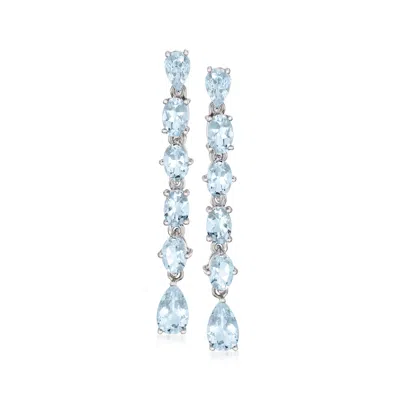 ROSS-SIMONS AQUAMARINE LINEAR DROP EARRINGS IN STERLING SILVER