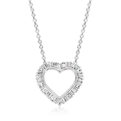 ROSS-SIMONS BAGUETTE DIAMOND HEART NECKLACE IN STERLING SILVER