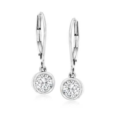 ROSS-SIMONS BEZEL-SET DIAMOND DROP EARRINGS IN 14KT WHITE GOLD