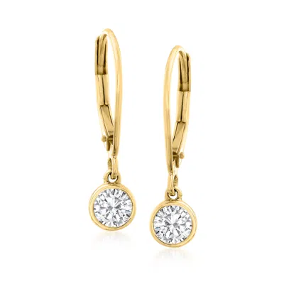 ROSS-SIMONS BEZEL-SET DIAMOND DROP EARRINGS IN 14KT YELLOW GOLD