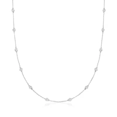 ROSS-SIMONS BEZEL-SET DIAMOND STATION NECKLACE IN 14KT WHITE GOLD