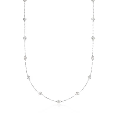 ROSS-SIMONS BEZEL-SET DIAMOND STATION NECKLACE IN 14KT WHITE GOLD