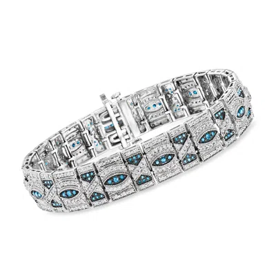 ROSS-SIMONS BLUE AND WHITE DIAMOND WOVEN-PATTERN BRACELET IN STERLING SILVER