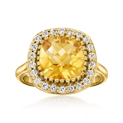 ROSS-SIMONS CITRINE AND . WHITE TOPAZ RING IN 18KT GOLD OVER STERLING