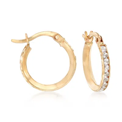 ROSS-SIMONS CZ HUGGIE HOOP EARRINGS IN 14KT YELLOW GOLD