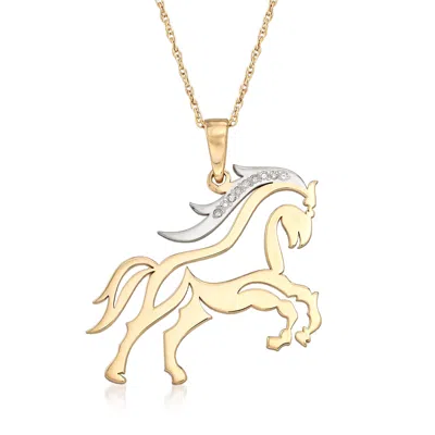 ROSS-SIMONS DIAMOND-ACCENTED HORSE NECKLACE IN 14KT 2-TONE GOLD