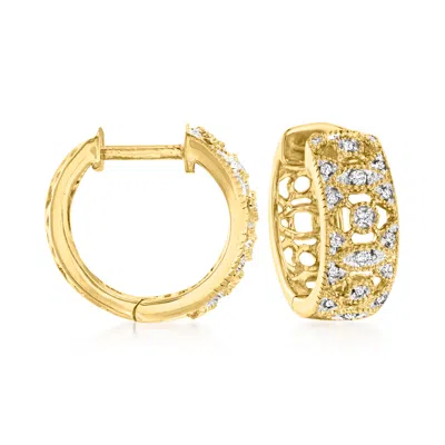 ROSS-SIMONS DIAMOND HOOP EARRINGS IN 18KT GOLD OVER STERLING
