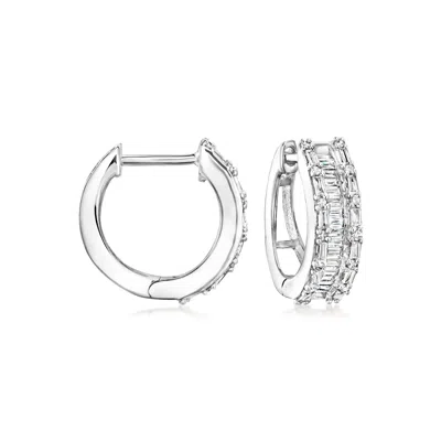 ROSS-SIMONS DIAMOND HOOP EARRINGS IN STERLING SILVER