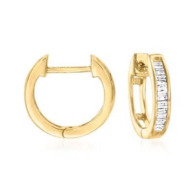 ROSS-SIMONS DIAMOND HUGGIE HOOP EARRINGS IN 18KT GOLD OVER STERLING