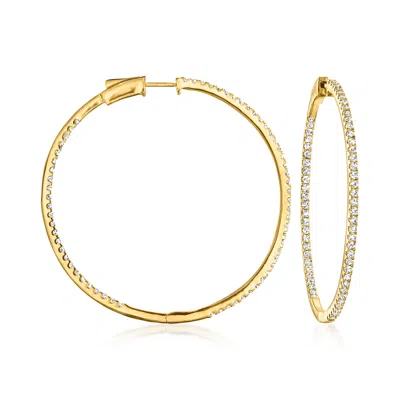 ROSS-SIMONS DIAMOND INSIDE-OUTSIDE HOOP EARRINGS IN 18KT GOLD OVER STERLING
