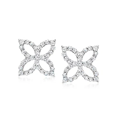 ROSS-SIMONS DIAMOND OPEN-SPACE FLOWER EARRINGS IN STERLING SILVER