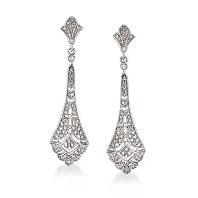 ROSS-SIMONS DIAMOND OPENWORK DROP EARRINGS IN STERLING SILVER