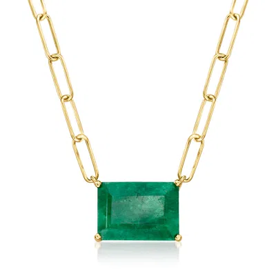 ROSS-SIMONS EMERALD PAPER CLIP LINK NECKLACE IN 18KT GOLD OVER STERLING
