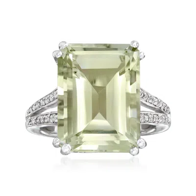 ROSS-SIMONS GREEN PRASIOLITE AND . WHITE TOPAZ RING IN STERLING SILVER