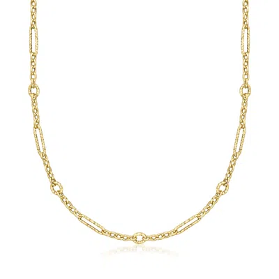 ROSS-SIMONS ITALIAN 14KT YELLOW GOLD ALTERNATING CABLE AND PAPER CLIP LINK NECKLACE