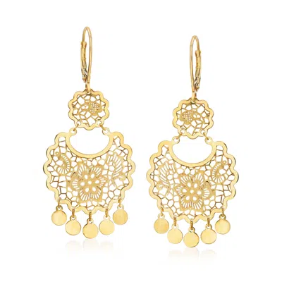 ROSS-SIMONS ITALIAN 14KT YELLOW GOLD FILIGREE DROP EARRINGS