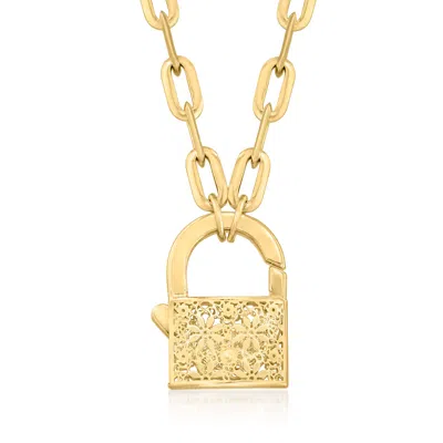 ROSS-SIMONS ITALIAN 14KT YELLOW GOLD FLORAL LOCK NECKLACE