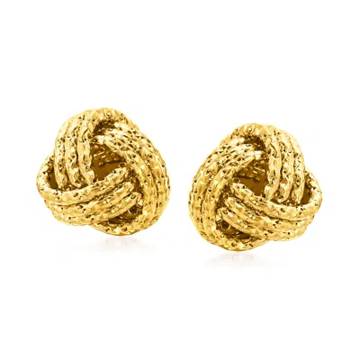 ROSS-SIMONS ITALIAN 14KT YELLOW GOLD TEXTURED LOVE KNOT STUD EARRINGS