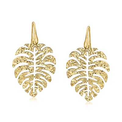 ROSS-SIMONS ITALIAN 18KT GOLD OVER STERLING HAMMERED LEAF DROP EARRINGS