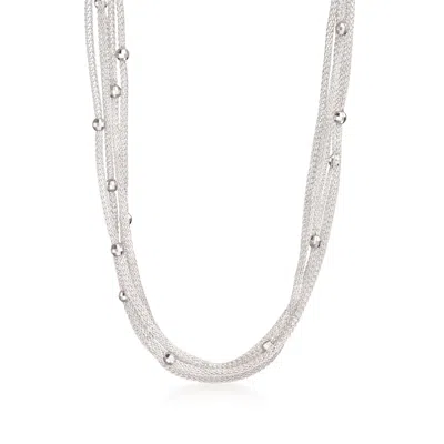 ROSS-SIMONS ITALIAN STERLING SILVER 5-STRAND BEADED MESH NECKLACE