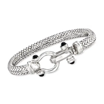 ROSS-SIMONS ITALIAN STERLING SILVER HORSEBIT BRACELET WITH BLACK ONYX