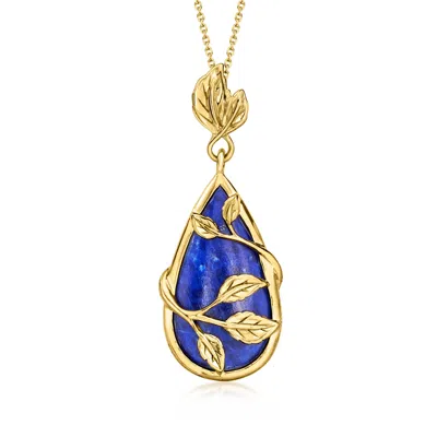 ROSS-SIMONS LAPIS LEAF PENDANT NECKLACE IN 18KT GOLD OVER STERLING