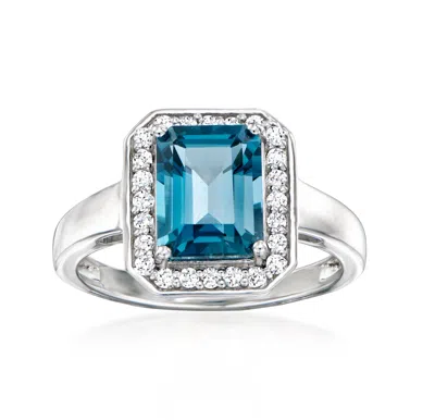 ROSS-SIMONS LONDON BLUE TOPAZ RING WITH . LAB-GROWN DIAMONDS IN STERLING SILVER
