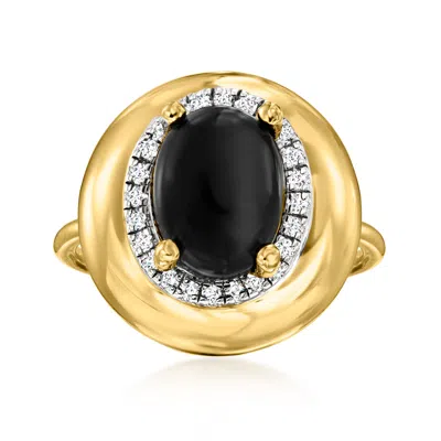 ROSS-SIMONS ONYX AND WHITE TOPAZ RING IN 18KT GOLD OVER STERLING