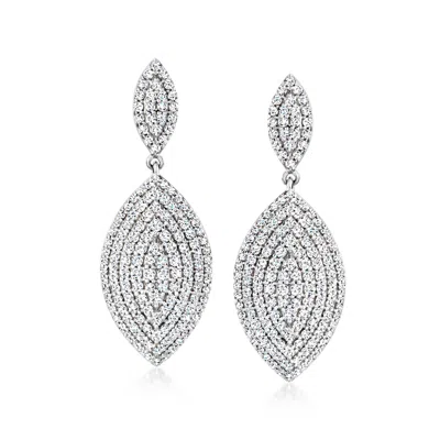 ROSS-SIMONS PAVE DIAMOND MARQUISE-SHAPED DROP EARRINGS IN STERLING SILVER