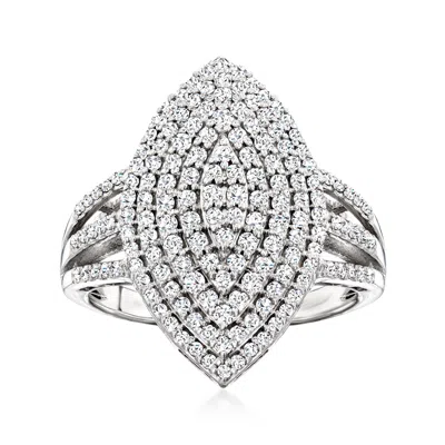 ROSS-SIMONS PAVE DIAMOND MARQUISE-SHAPED RING IN STERLING SILVER