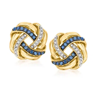 ROSS-SIMONS SAPPHIRE AND . DIAMOND LOVE KNOT EARRINGS IN 18KT GOLD OVER STERLING