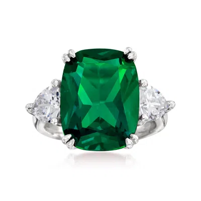 ROSS-SIMONS SIMULATED EMERALD AND CZ RING IN STERLING SILVER